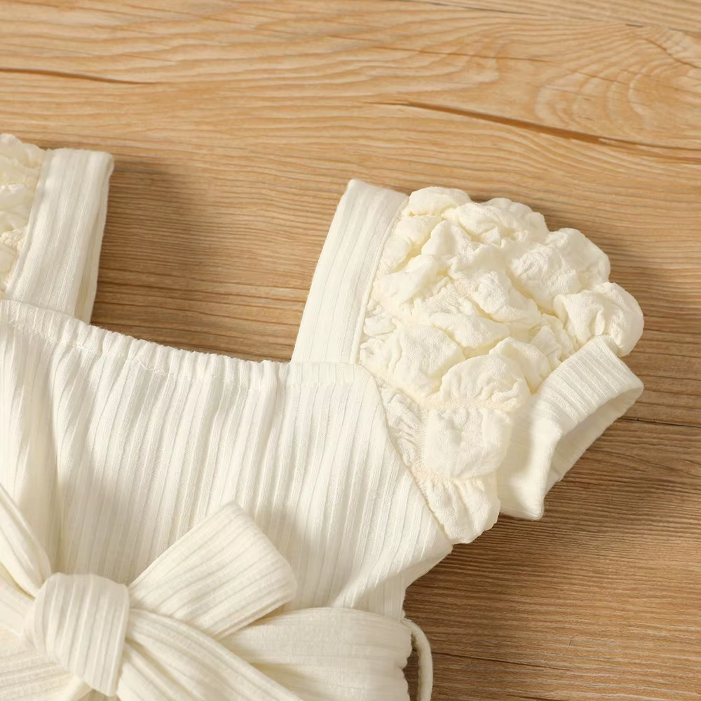 Macacão de Verão para Bebê Menina com Cinto e Manga Curta