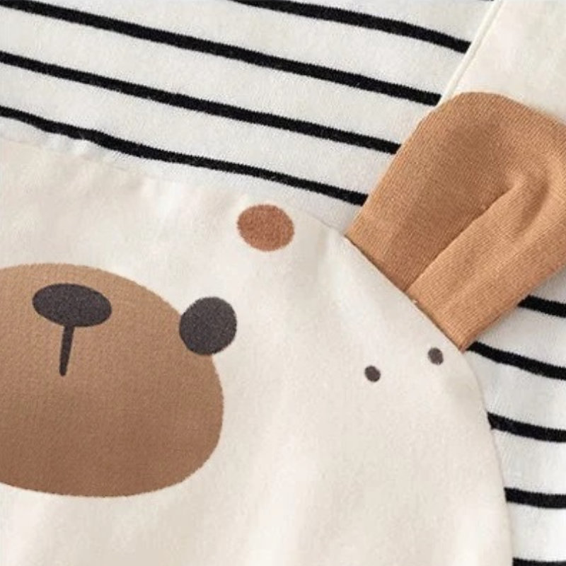 Roupa infantil macacão bebê ursinho com listras