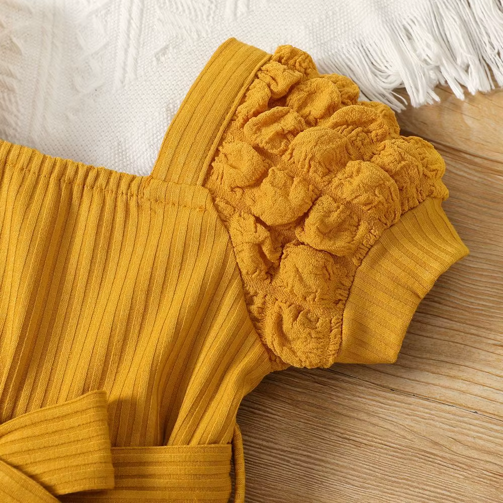 Macacão de Verão para Bebê Menina com Cinto e Manga Curta