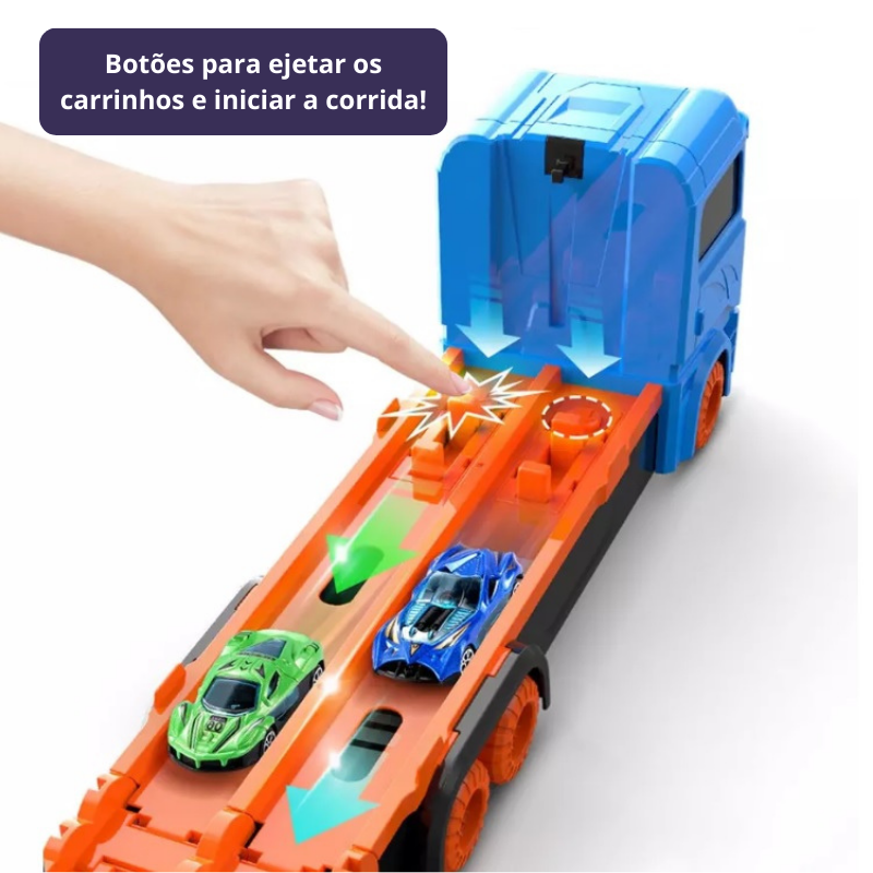 COMPRE JUNTO: Conjunto Carros + Caminhão Mega Pista com R$50,00 de desconto