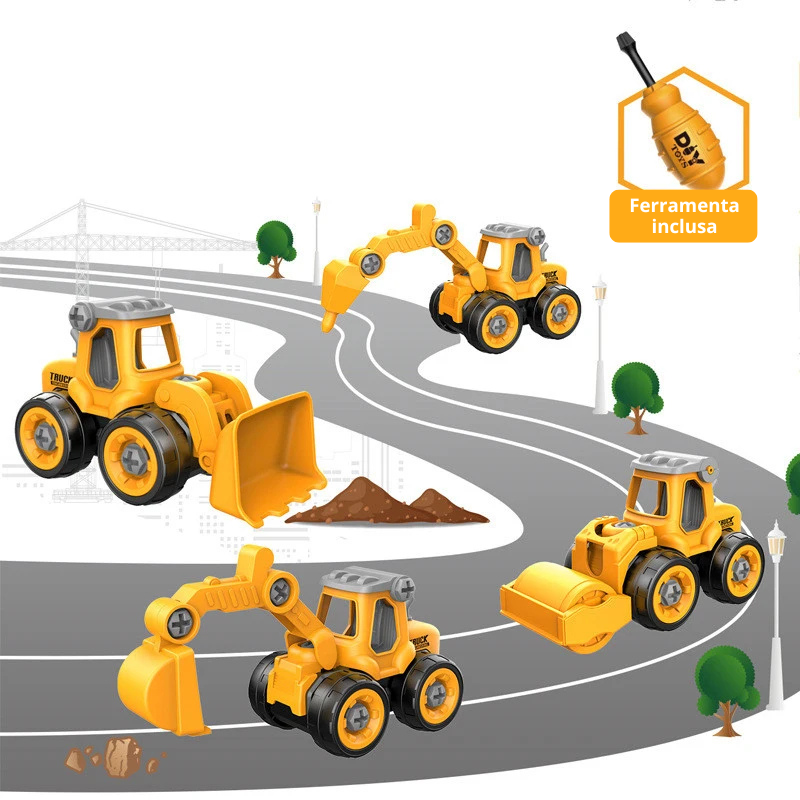 Trator Máquina de Obras de Brinquedo Desmontável
