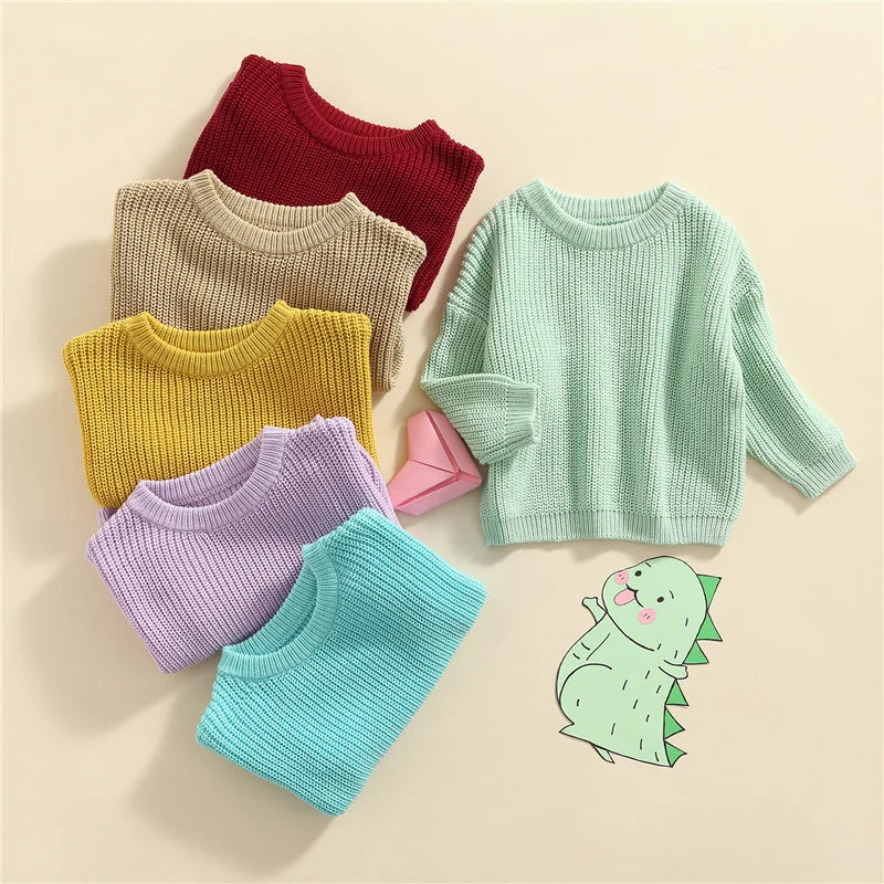 Blusa de Tricô Infantil Manga Longa - Suéter Casual para Bebês e Crianças