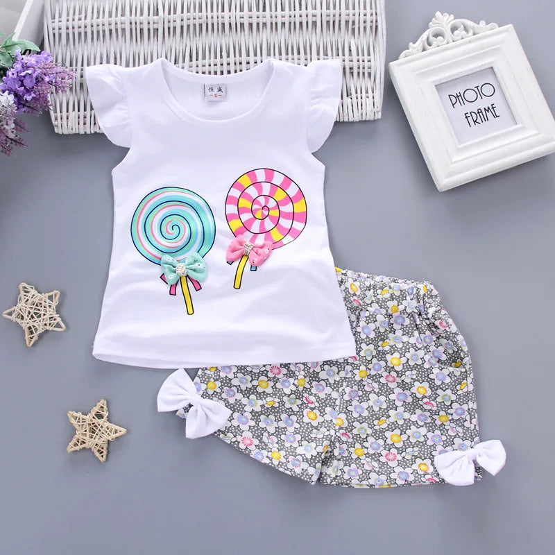 Conjunto Verão Bebê Menina - Camiseta e Shorts Pirulito