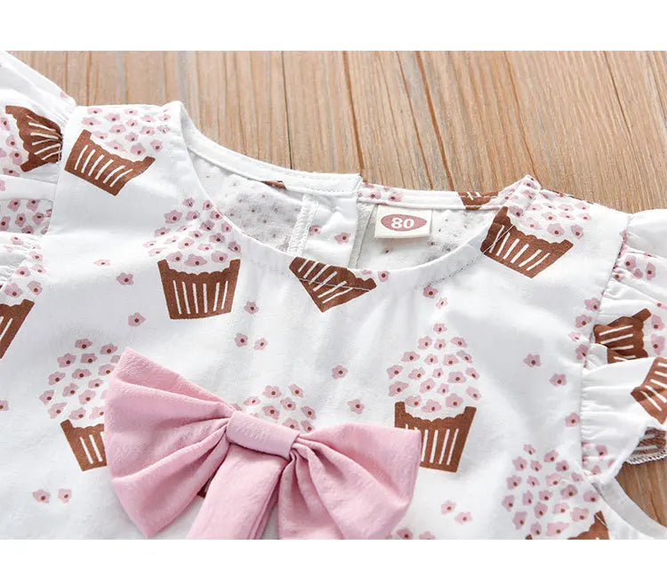 Conjunto Infantil Menina - Blusa com Laço e Shorts - 2 Peças