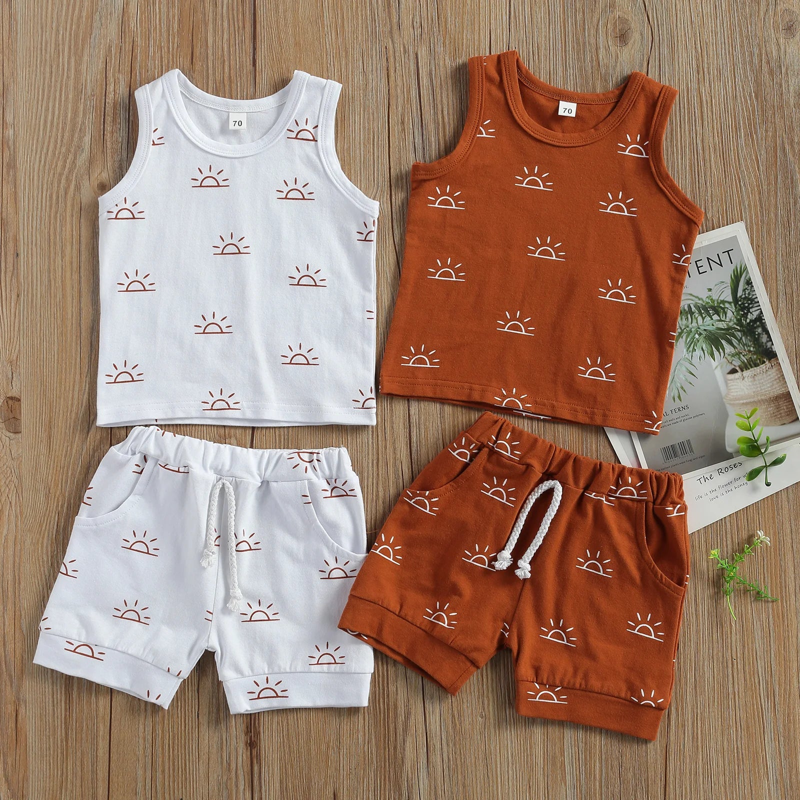 Conjunto infantil de verão em algodão, unissex, confortável e estiloso. Ideal para crianças de 0 a 3 anos.