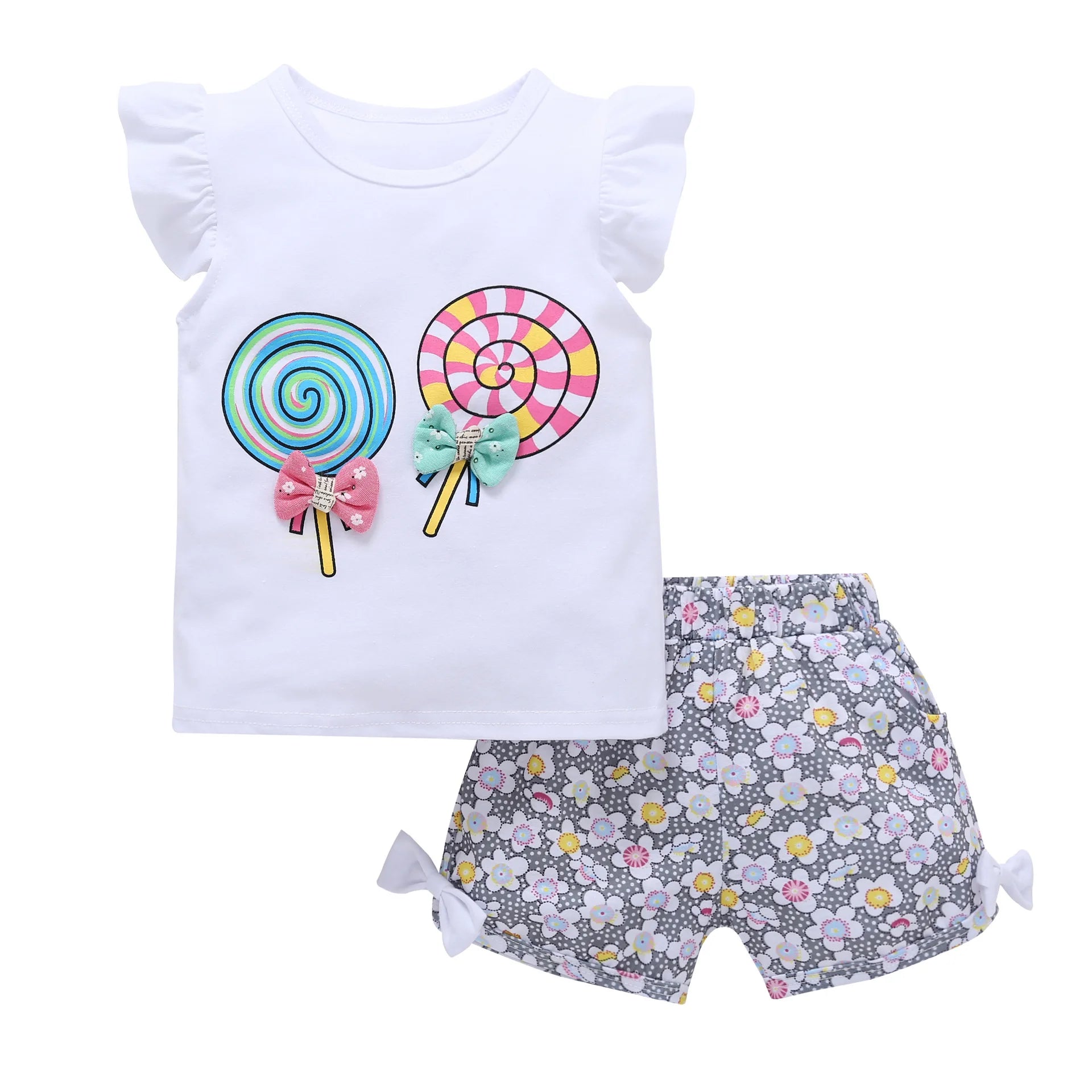 Conjunto Verão Bebê Menina - Camiseta e Shorts Pirulito