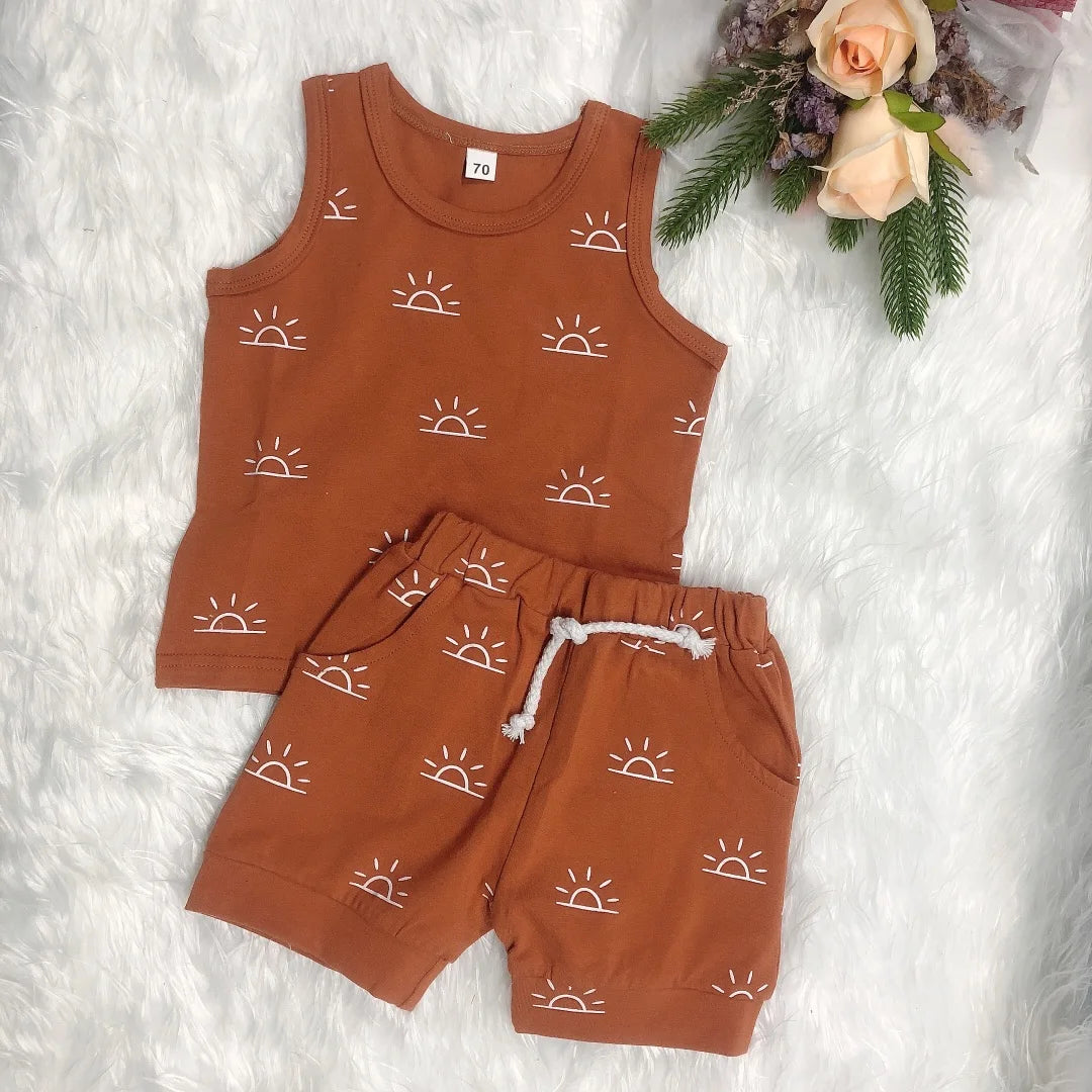 Conjunto Infantil Verão Algodão - Top e Shorts Unissex