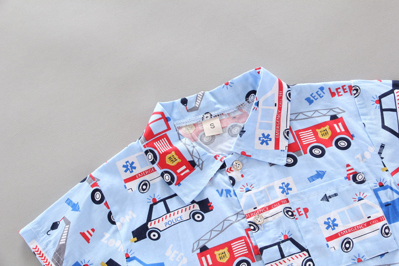 Conjunto Infantil Bombeiros - Camisa Estampada e Shorts (2 Peças)