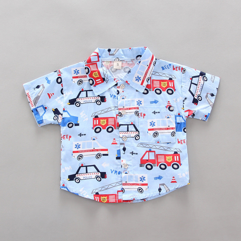 Conjunto Infantil Bombeiros - Camisa Estampada e Shorts (2 Peças)
