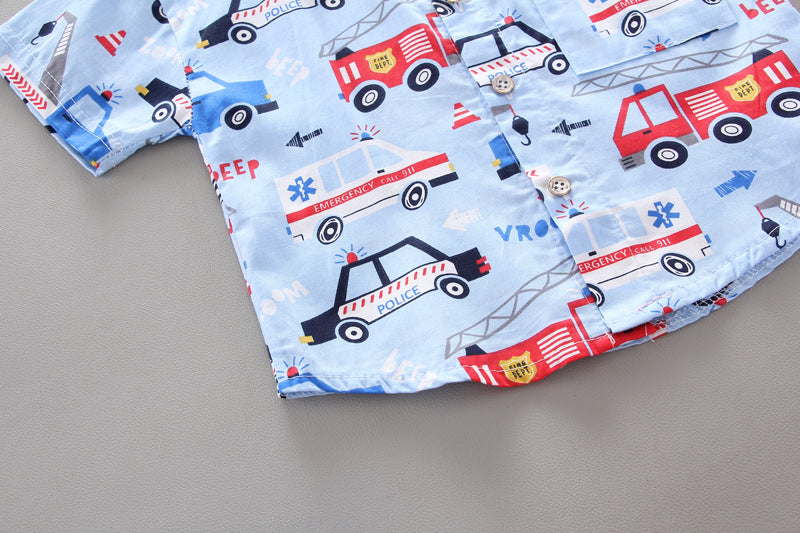 Conjunto Infantil Bombeiros - Camisa Estampada e Shorts (2 Peças)