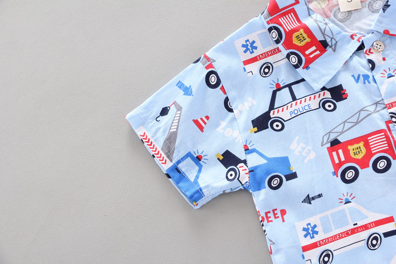 Conjunto Infantil Bombeiros - Camisa Estampada e Shorts (2 Peças)