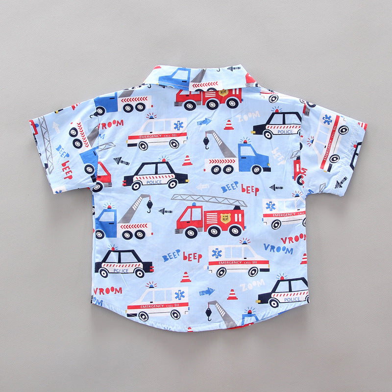 Conjunto Infantil Bombeiros - Camisa Estampada e Shorts (2 Peças)