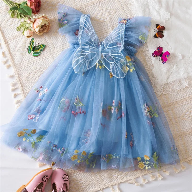 Vestido de Princesa com Asas de Borboleta para Meninas