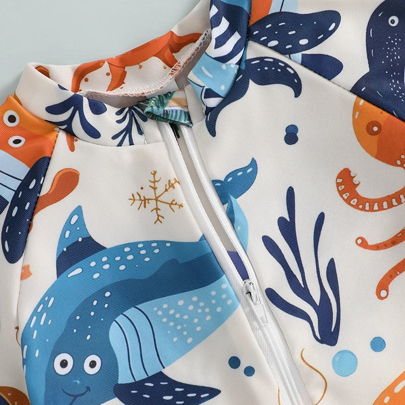 Maiô Infantil com Estampa de Tubarão e Proteção UV