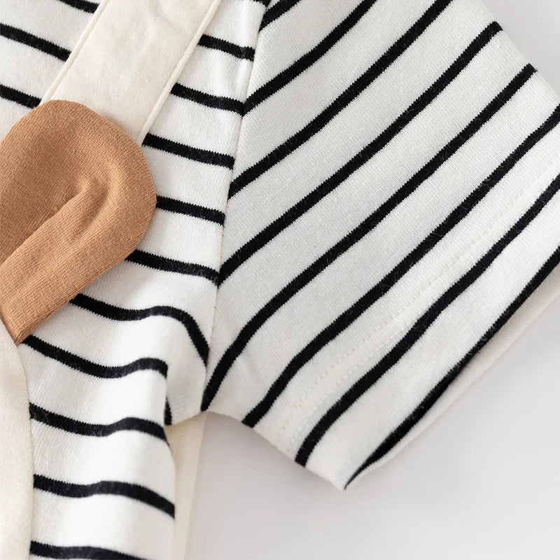 Roupa infantil macacão bebê ursinho com listras