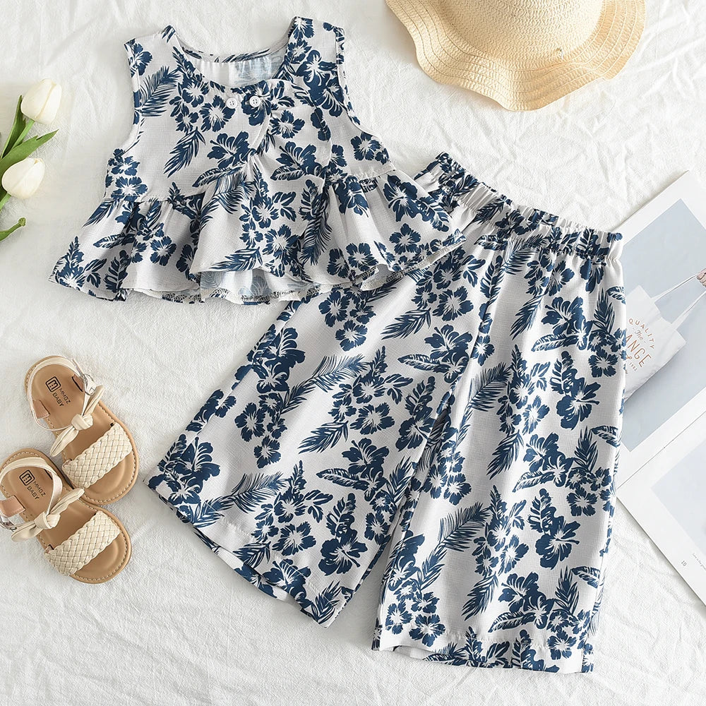 Conjunto Infantil Verão Estampado - Colete e Calças