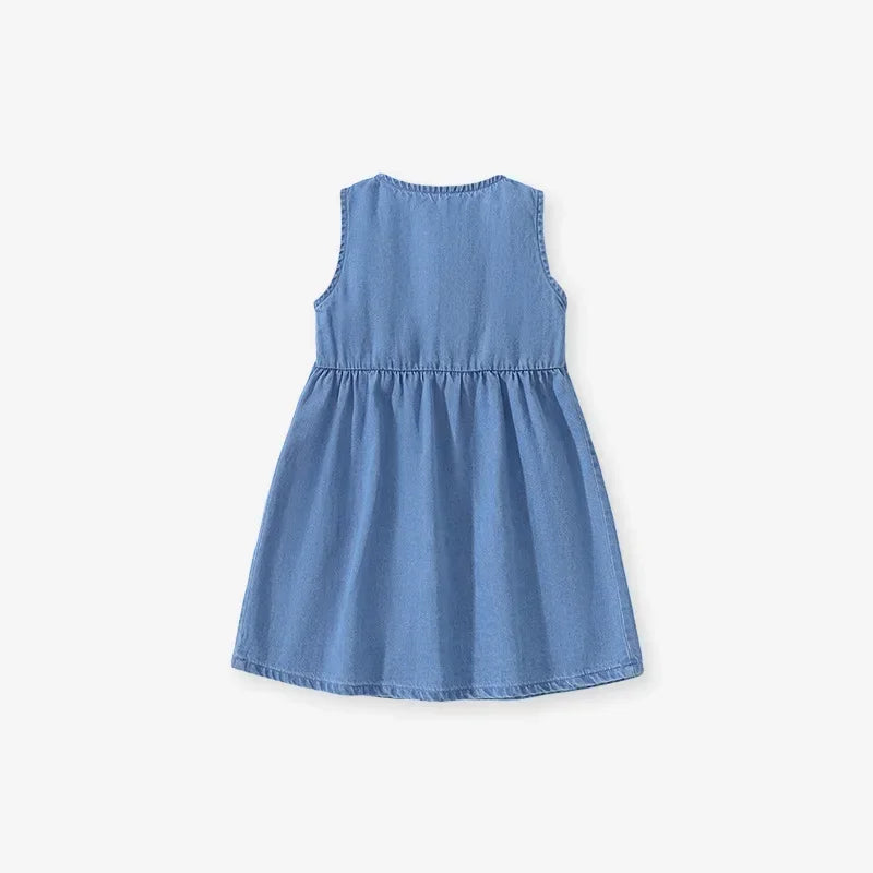Vestido Unicórnio Denim Sem Mangas
