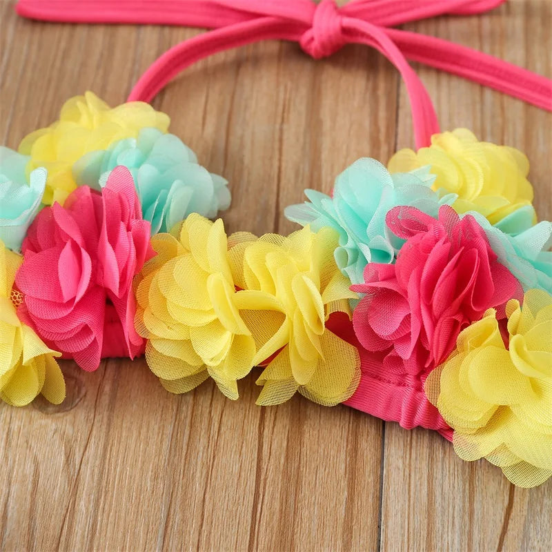 Conjunto de Maiô Floral 3 Peças para Meninas