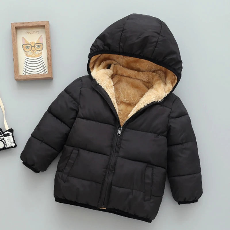 Casaco Infantil de Inverno com Capuz e Pelúcia
