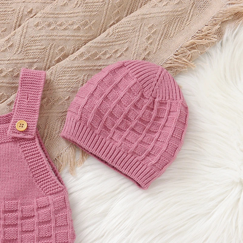 Macacão Rosa sem Mangas para Bebê com Chapéu