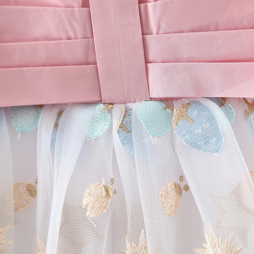 Vestido Princesa Floral com Tule para Meninas