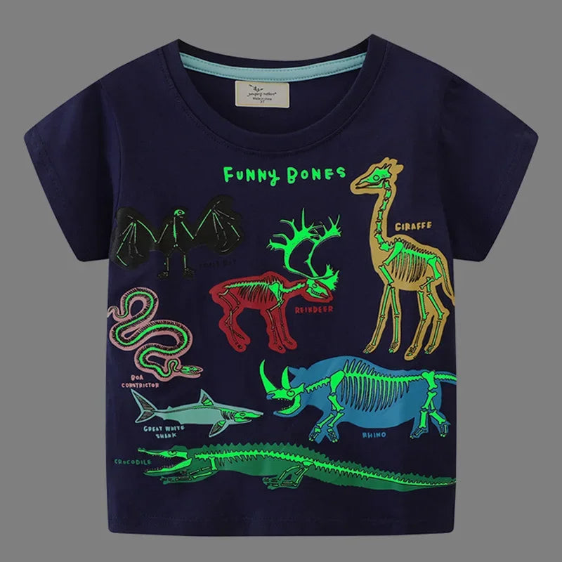 Camiseta Infantil Dinossauro e Tubarão - Moda Verão