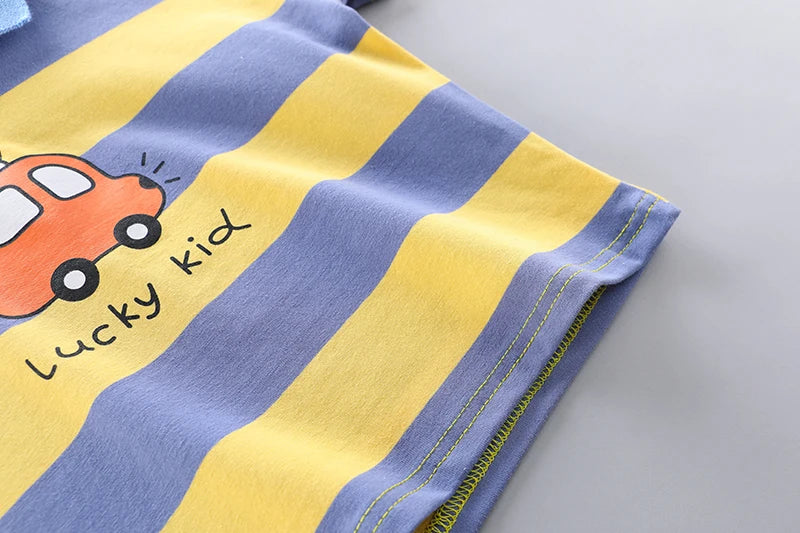 Conjunto Infantil - Polo Carrinho e Shorts Jeans - 2 Peças