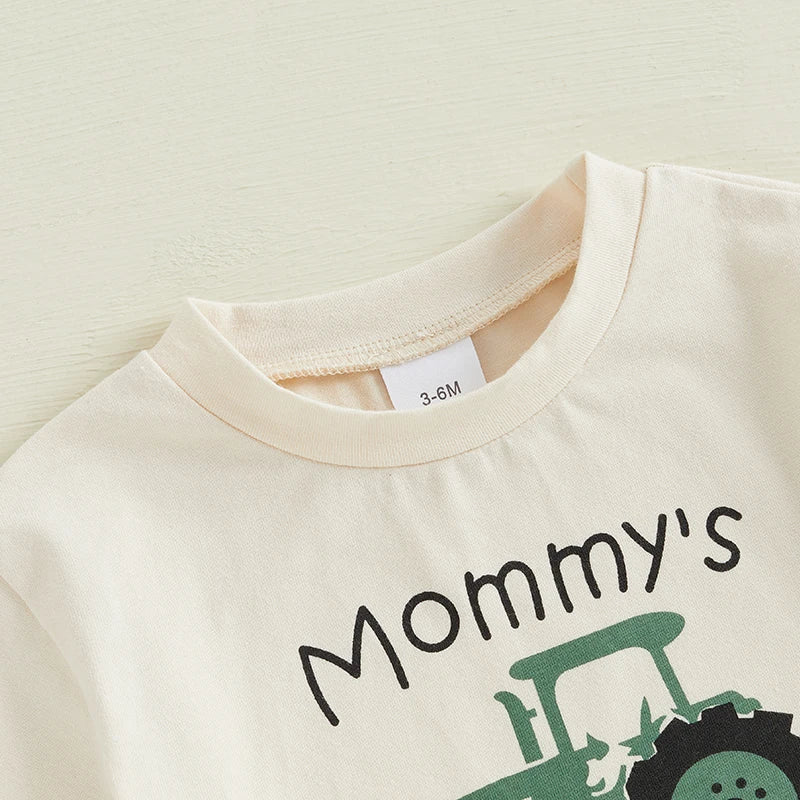 Conjunto Bebê Menino - Camiseta Manga Curta e Shorts Casuais com Trator