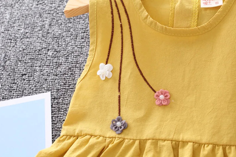 Vestido Infantil com Flor - Algodão Casual e Confortável