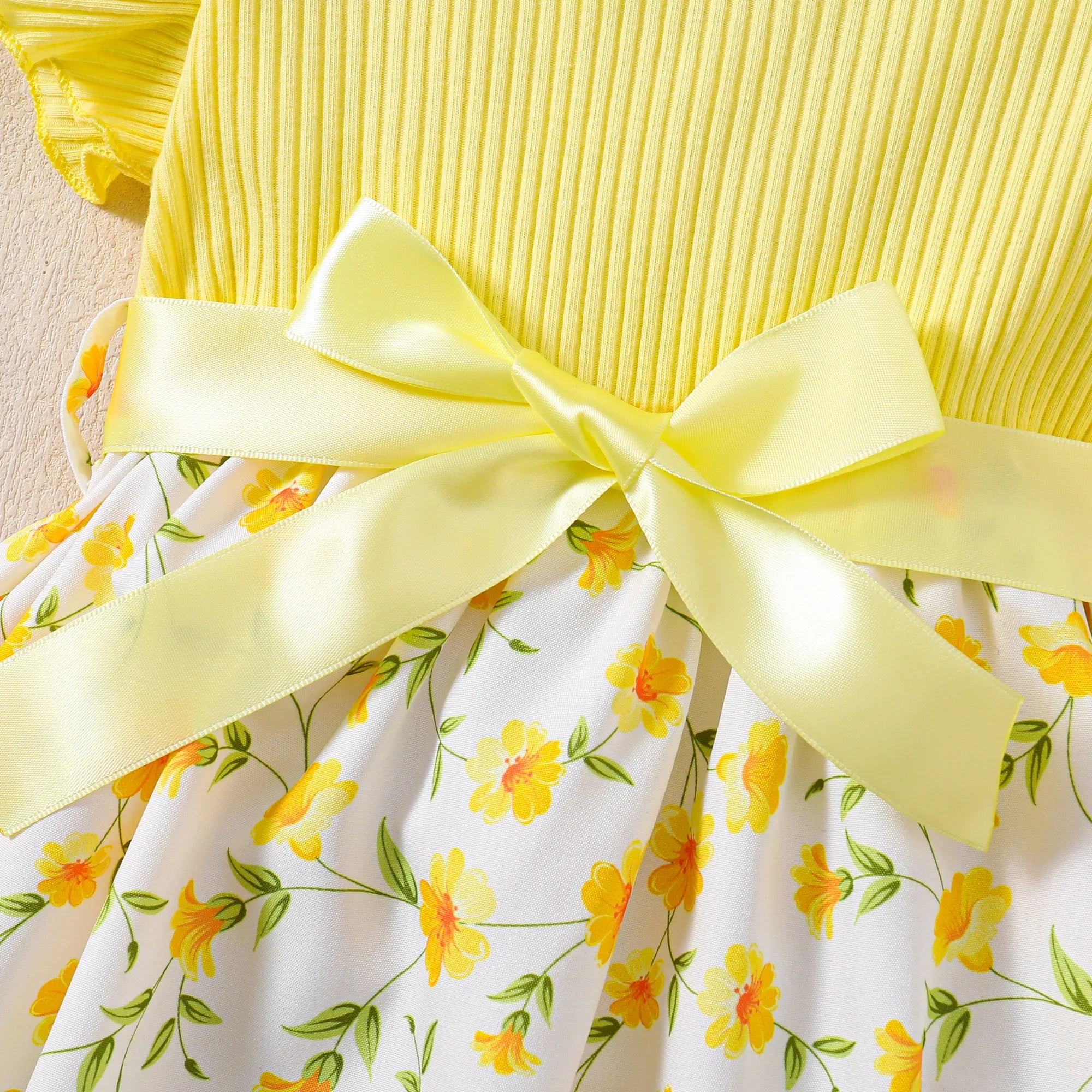 Vestido de Princesa Floral Amarelo para Bebê - Verão