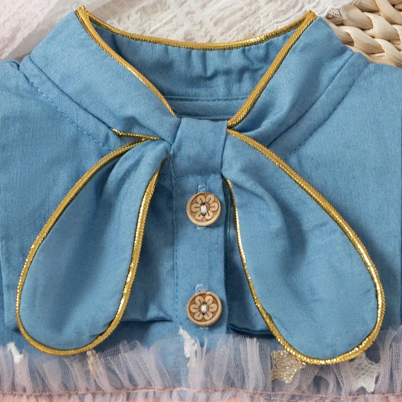 Vestido Jeans com Laço