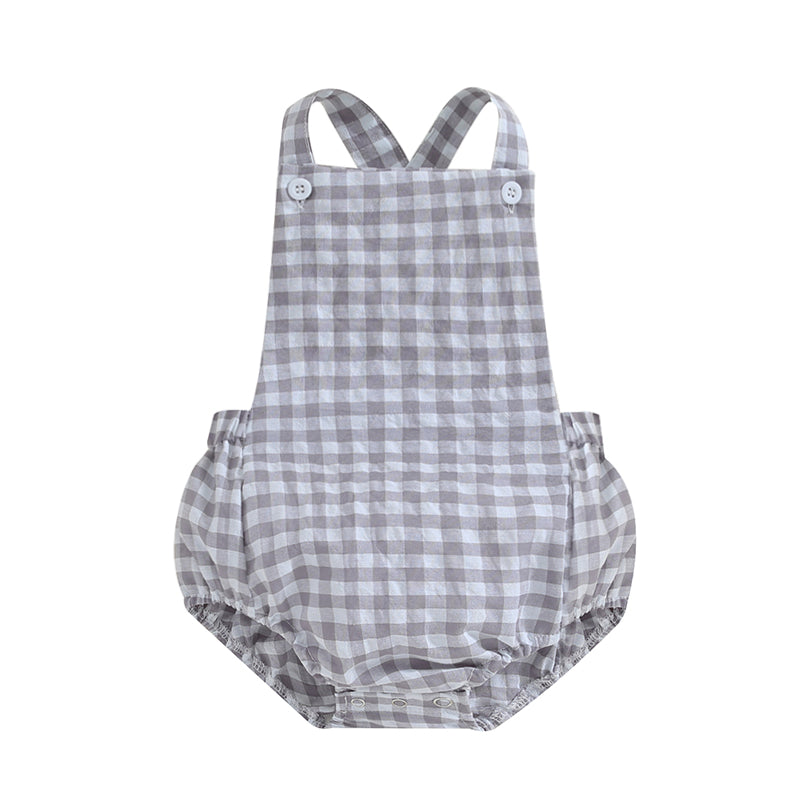 Body Bebê Unissex - Estampa Xadrez Sem Mangas