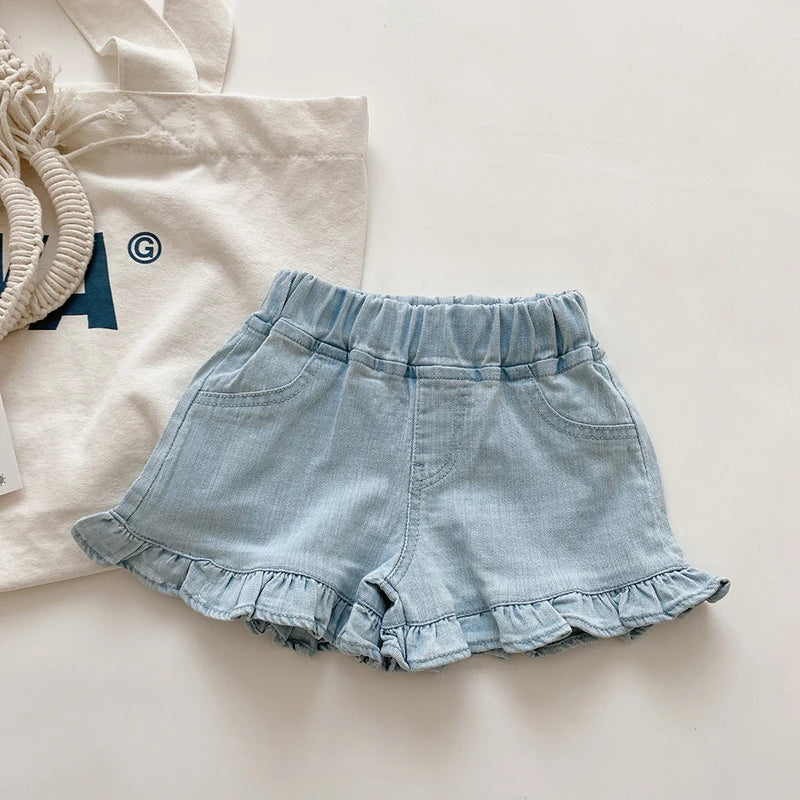 Shorts Jeans com Babados para Meninas - Verão Estiloso
