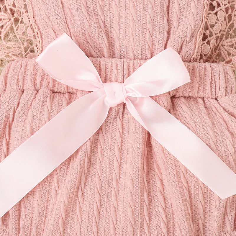 Conjunto Bebê Menina - Body Rendado com Laço e Faixa de Cabelo