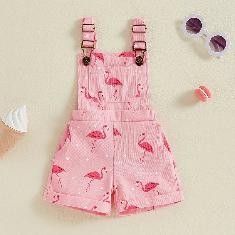 Este lindo Macacão Infantil Menina é feito em jeans resistente, com uma adorável estampa de flamingo. Perfeito para deixar sua filha confortável e estilosa em qualquer ocasião. Adicione um toque de diversão e charme ao guarda-roupa da sua pequena com este macacão encantador!