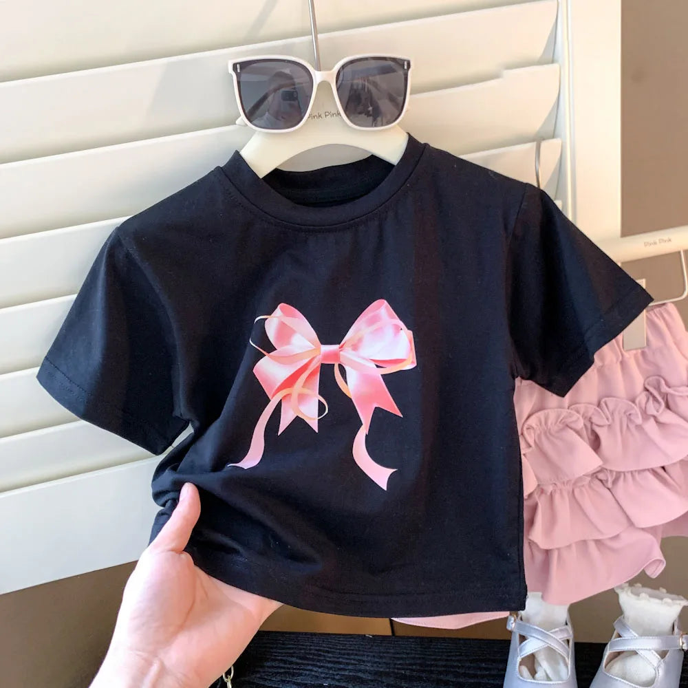 Conjunto Infantil Feminino Laço e Saia Babados