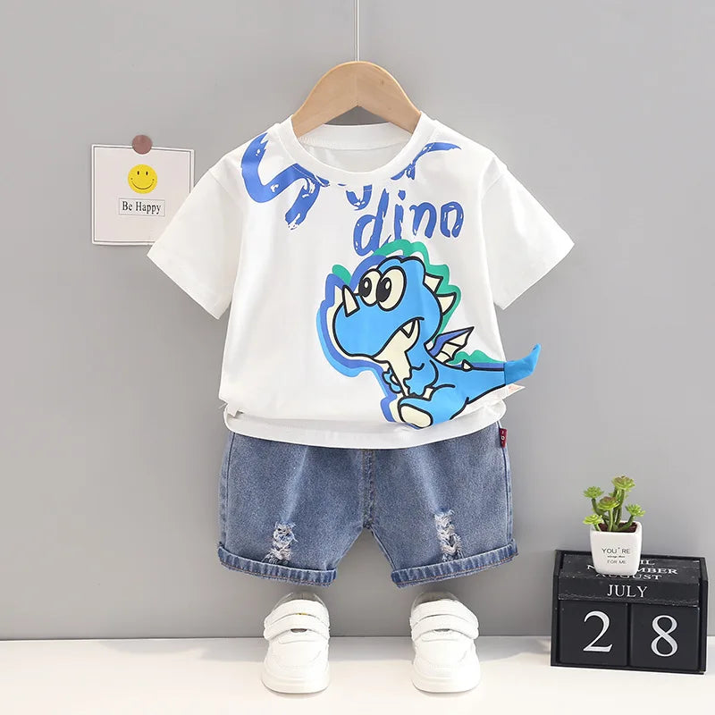 Conjunto Bebê Menino - Camiseta Dino e Shorts - 2 Peças
