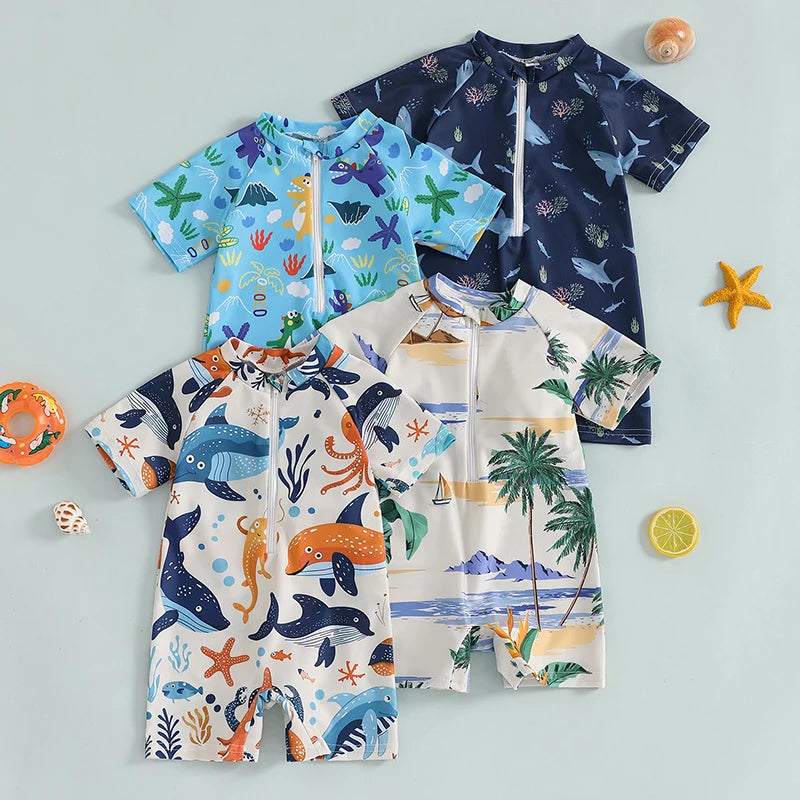 Maiô infantil com proteção UV e estampas divertidas. Ideal para praia e piscina. Conforto e segurança para crianças de 0 a 3 anos.