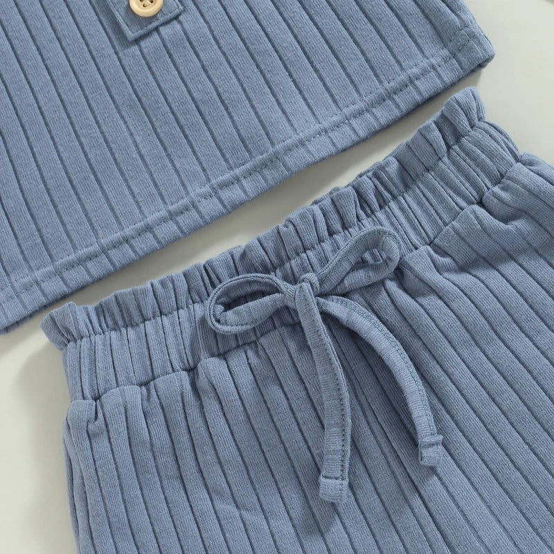 Conjunto Infantil Feminino Verão - Colete e Shorts Canelados