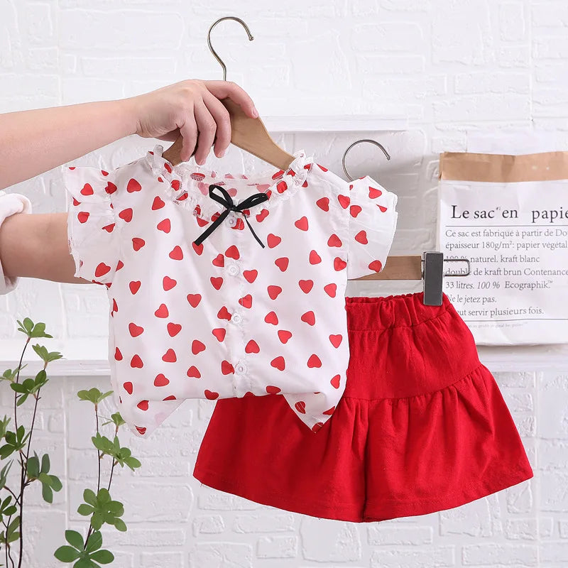 Conjunto Infantil Feminino Verão - Camiseta e Calça 2 Peças