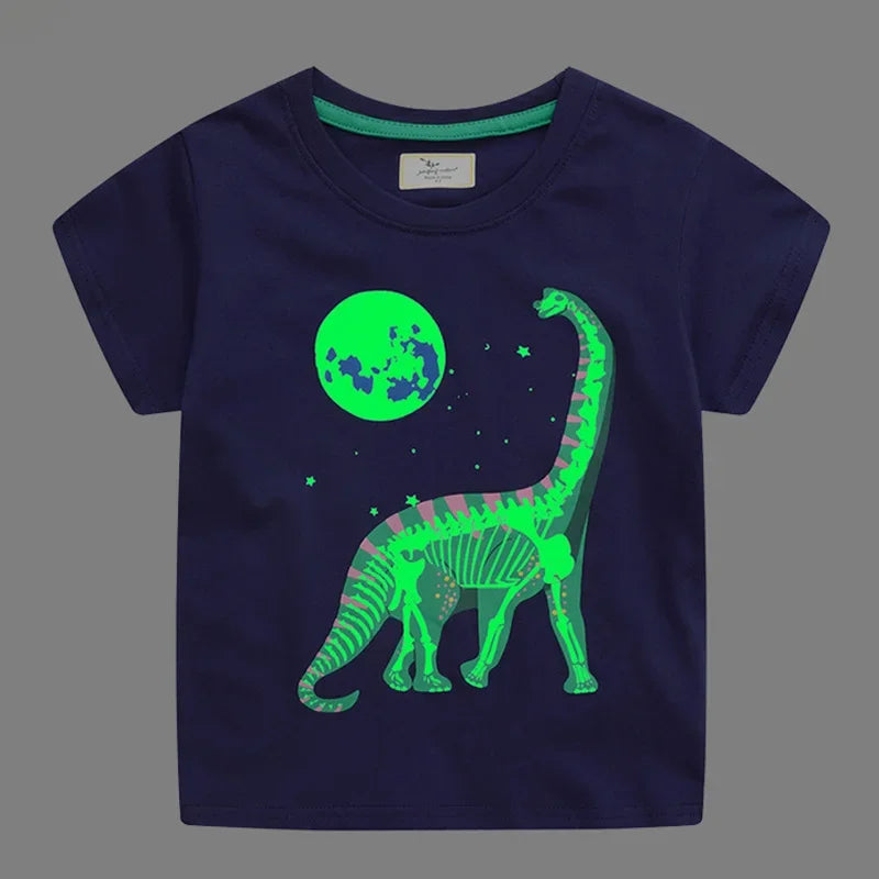 Camiseta Infantil Dinossauro e Tubarão - Moda Verão