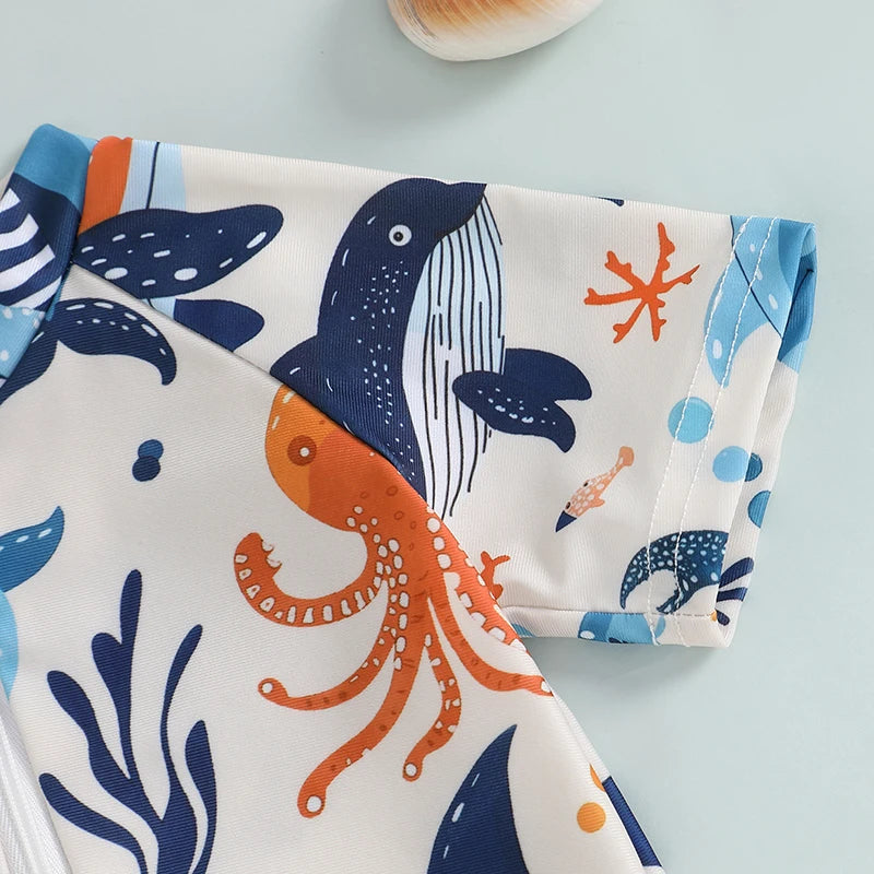 Maiô Infantil com Estampa de Tubarão e Proteção UV