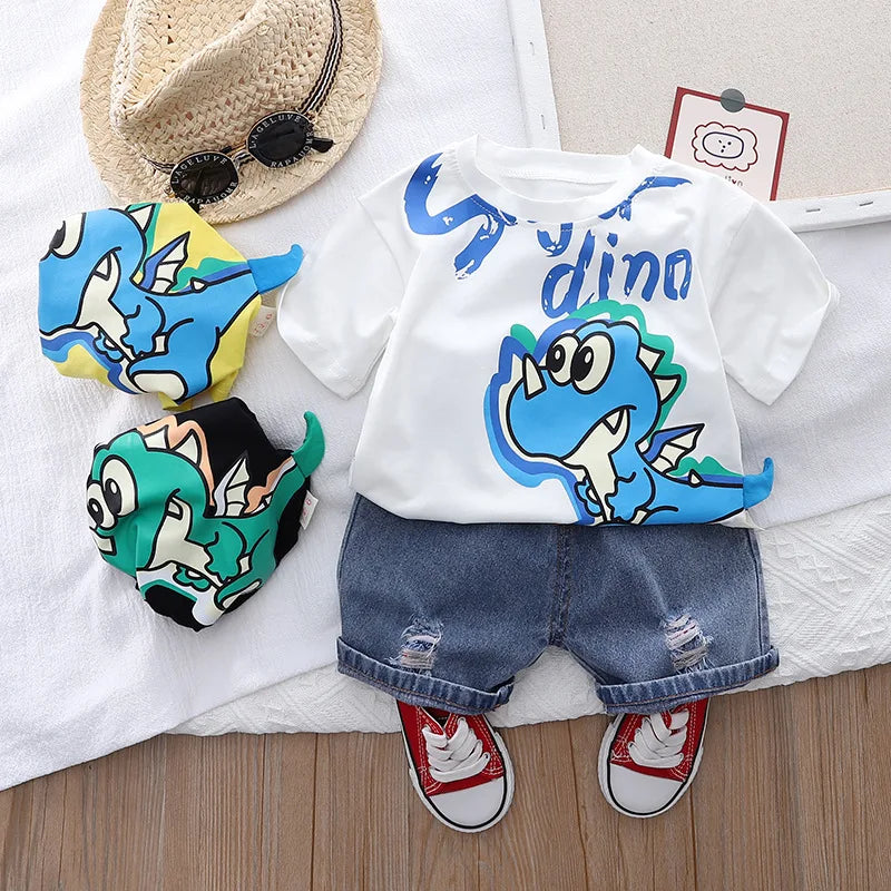 Conjunto Bebê Menino - Camiseta Dino e Shorts - 2 Peças