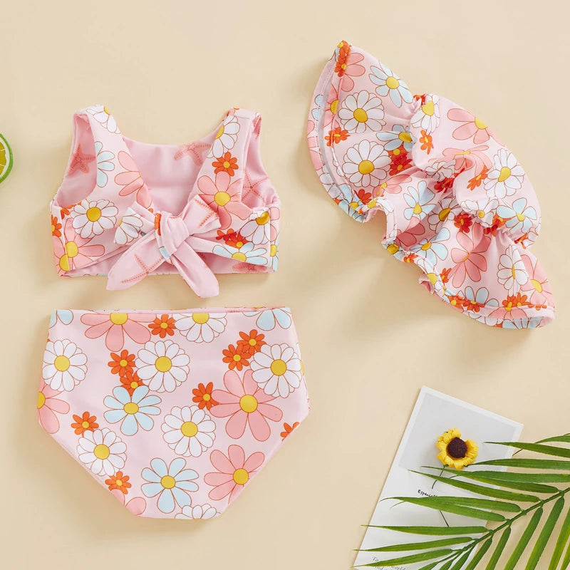 Conjunto de Banho Infantil Floral 3 Peças - Verão