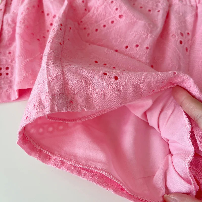 Conjunto Rosa de Verão para Meninas - Camisa e Shorts