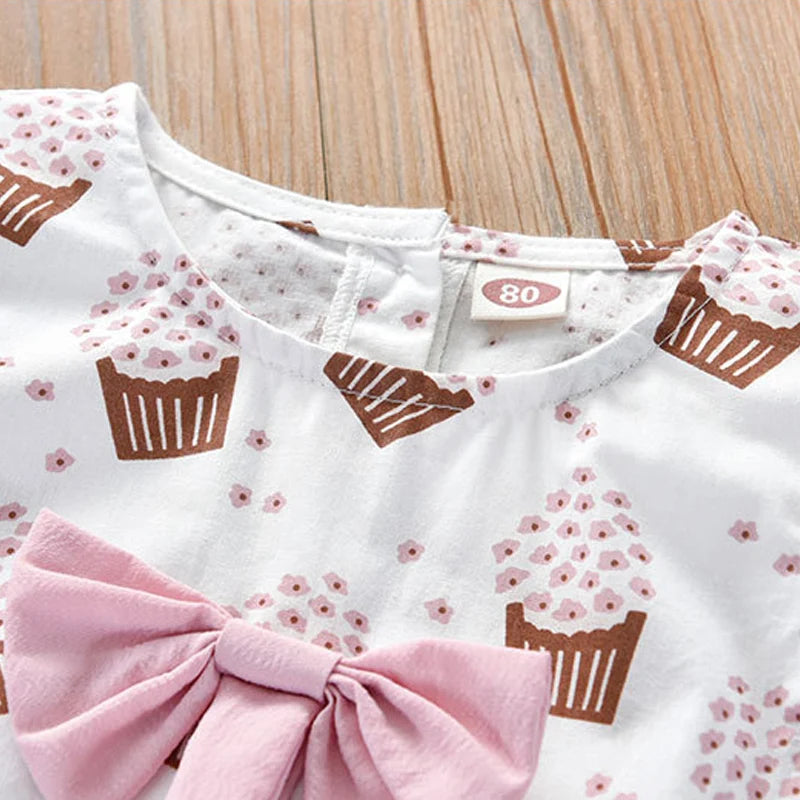 Conjunto Infantil Menina - Blusa com Laço e Shorts - 2 Peças