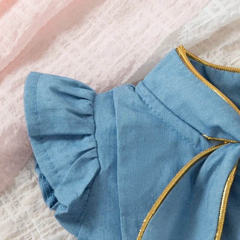 Vestido Jeans com Laço