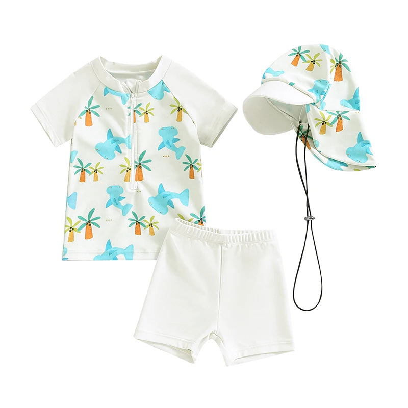 Conjunto de Praia Infantil Tubarão - Proteção UV e Conforto