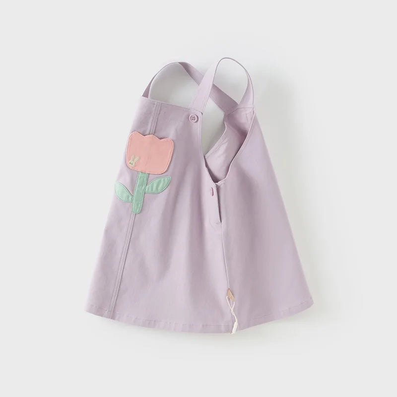 Vestido Jardineira Infantil Lilás - Flor com Coelhinho Fofo