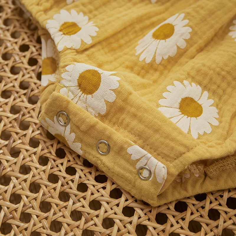 Body Bebê Menina - Estampa Margarida com Faixa de Cabelo